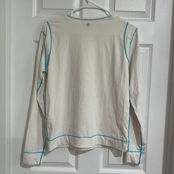 Athleta Rash Guard Rashguard - White with Blue Stitching - Pouch / Size L Nice!! - Picture 9 of 10